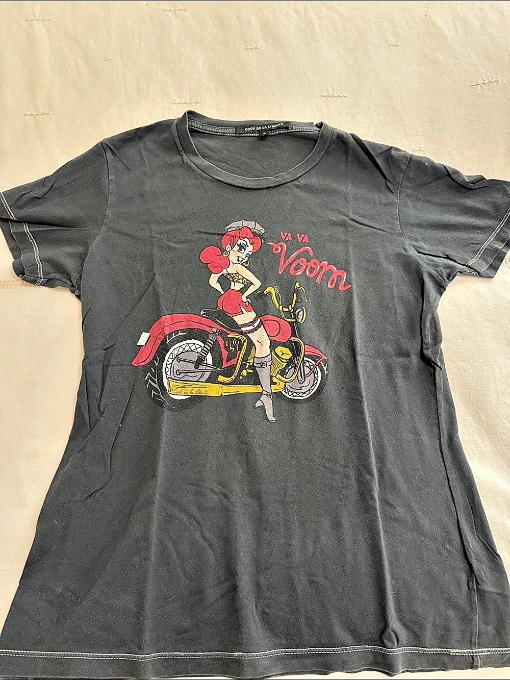 Free People distressed Graphic Motorcycle Tee Black